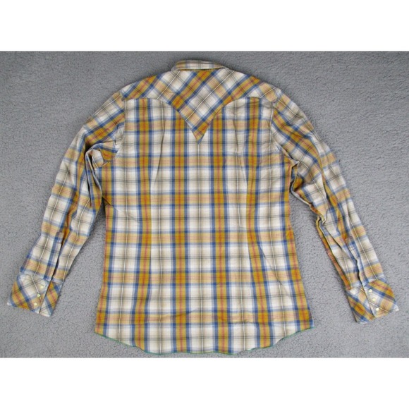 Energie Shirt Mens XL Multicolor Western Pearl Snap Button Plaid Embroidered - Picture 3 of 16